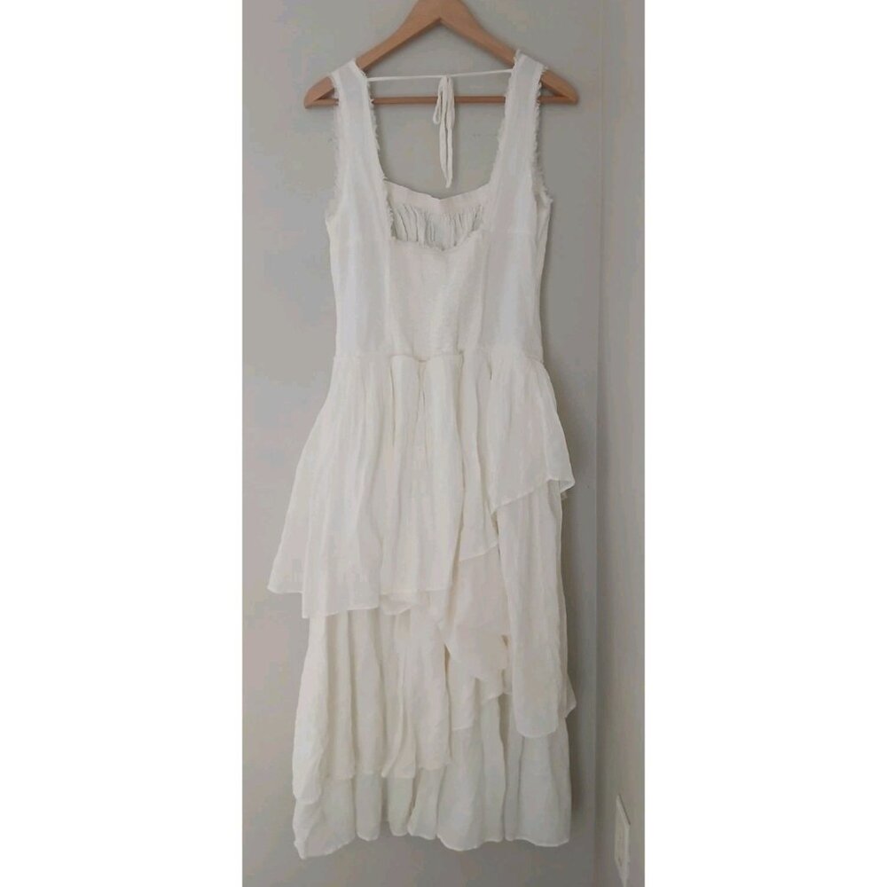 Romantic 100% Cotton Free People In My Dreams White Tiered Maxi Dress - Picture 8 of 10